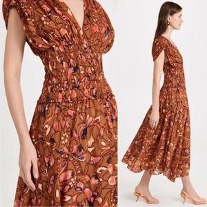 A.L.C. Floral Brown Midi Dress
